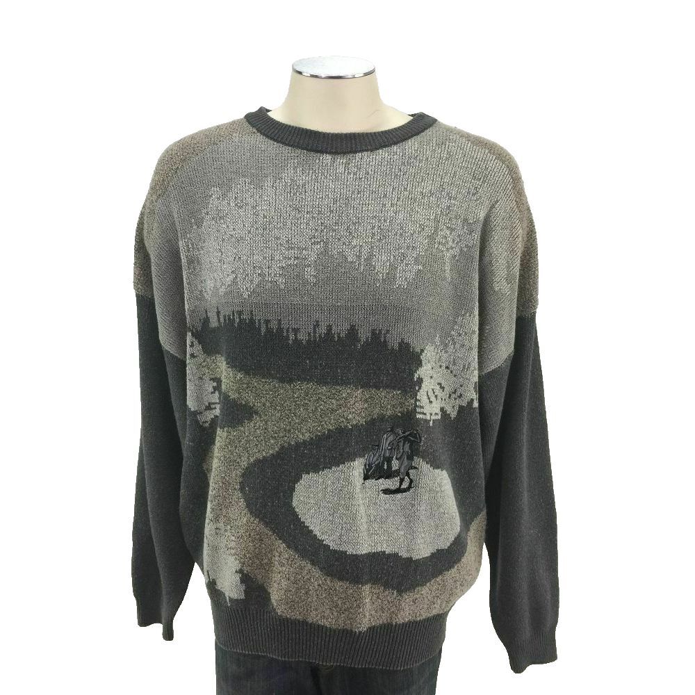 Grand Slam Penguin‎ Embroidered Golf Sweater XL Gray White Pullover Mens